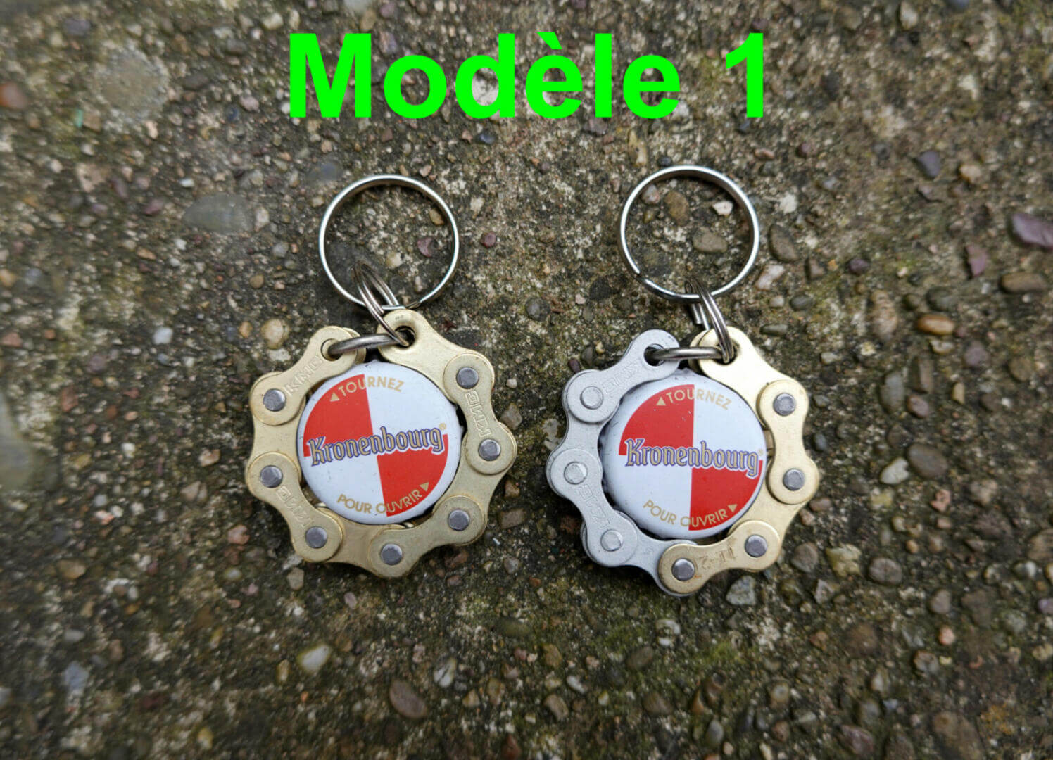 Porte-clés chaîne + capsule Kronenbourg